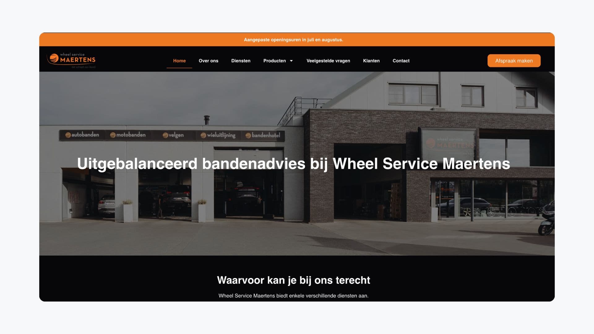 Homepage van Wheel Service Maertens